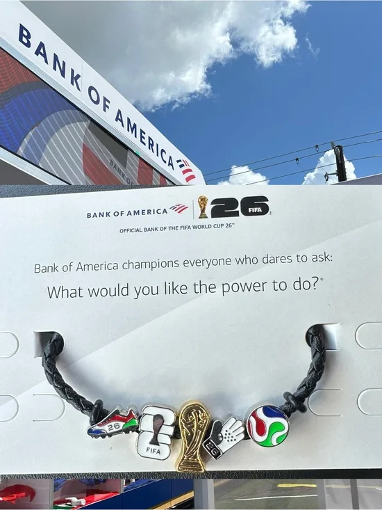 Bank of America Black Braided Leather FIFA 26 Charm Bracelet