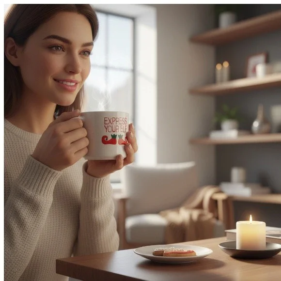 Crate And Barrel Express‎ Your Elf Stoneware Coffee Cup Holiday Christmas