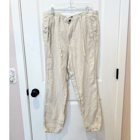 Club Room Mens Linen Pants XL Tan‎ Straight Leg Lightweight Minimalist Resort