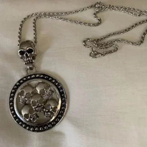 Vintage Skull and Medallion Necklace (Mens Listing)