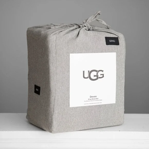 UGG King Sheet Set NEW Heather Grey Deep Pocket 4 Piece Bedding Cozy Minimalist