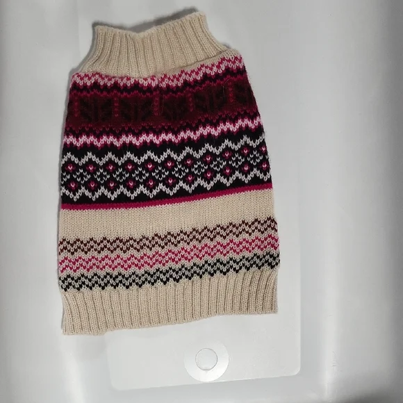 Cozy Knit Dog Sweater in Pink and Cream