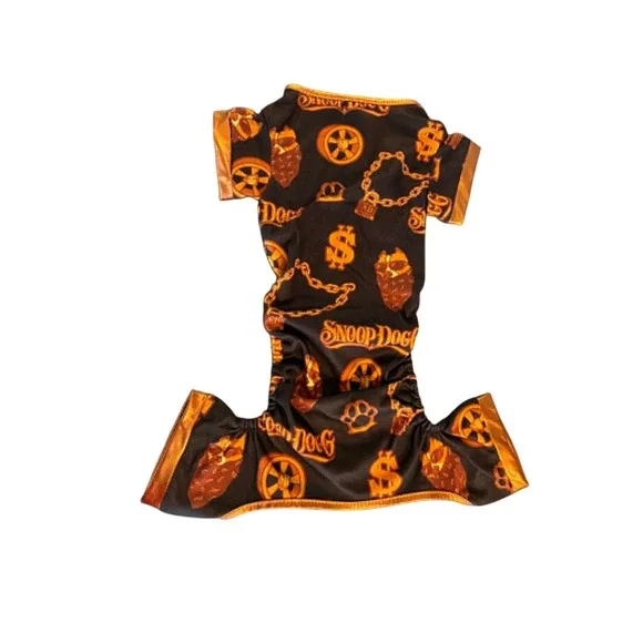 Snoop Doggie Doggs Pet Pajamas Small Black Gold Chain NWT Deluxe PJs