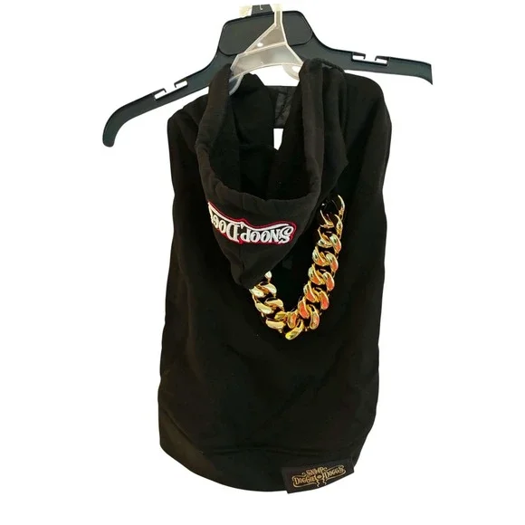 Snoop Doggie Doggs Pet Hoodie Dog Size L Black Excellent Gold Chain Streetwear