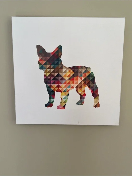 Geometric French Bulldog Canvas Art - Multicolor