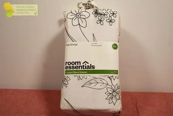 Room Essentials Easy Care Cotton Blend Sateen Flat Sheet Gray Floral King-