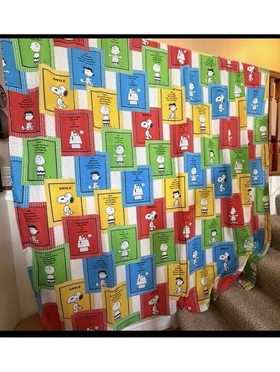 Vintage Sears Perma-Prest Peanuts Quotes Full Flat Sheet & Pillow Case Set 80x94