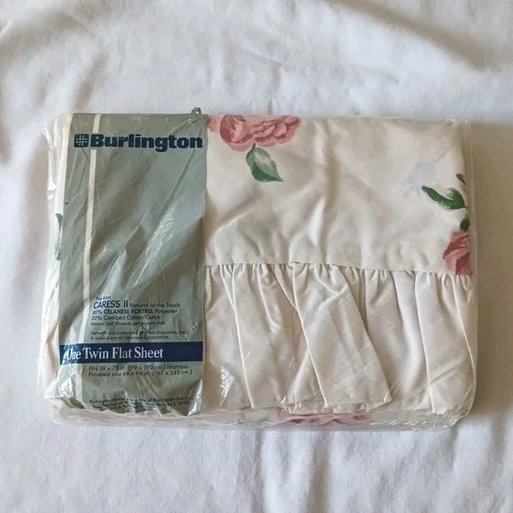 Vintage Burlington Caress‎ II Floral Twin Flat Sheet New