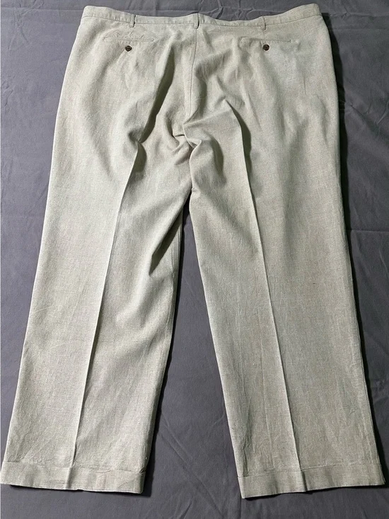 Hunt Club Beige Linen-Blend Pants. Size 52x32. Pre-owned
