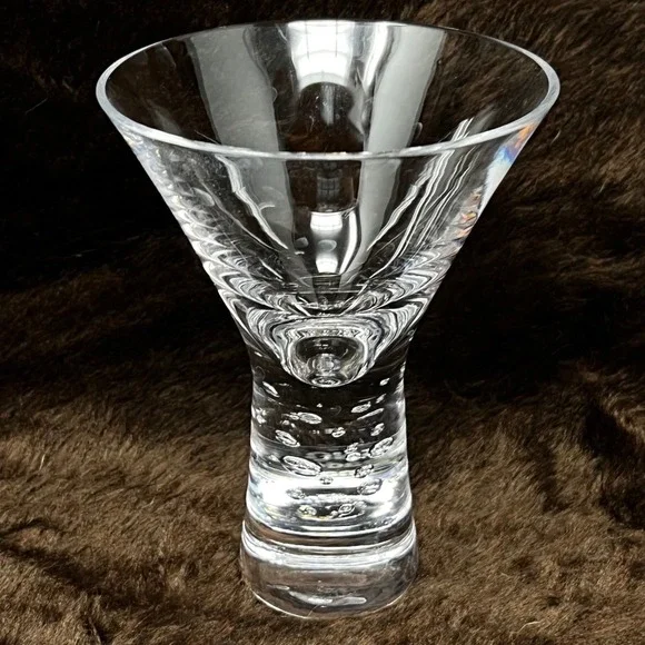 Krosno Verve Martini Bubble Stem Cocktail Glass Heavy Modern Futuristic Set of 3