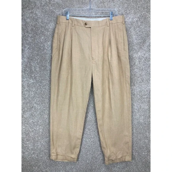 Jos. A. Bank Traveler's Collection Pleated Linen Dress Pants Mens 36x29 Office