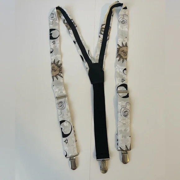 Celestial Sun Moon Stars Silk Suspenders