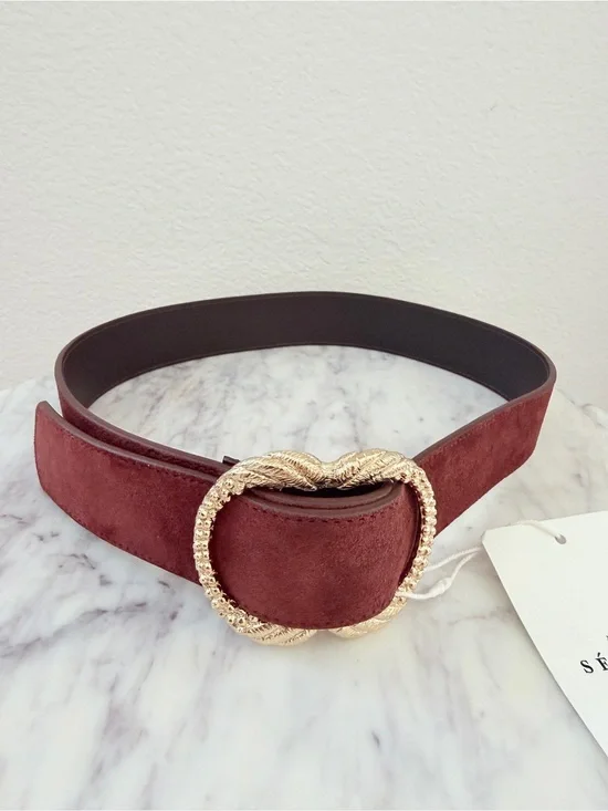 ♥️ SÉZANE Artemis Belt Mahogany Reddish Brown Suede Leather 80