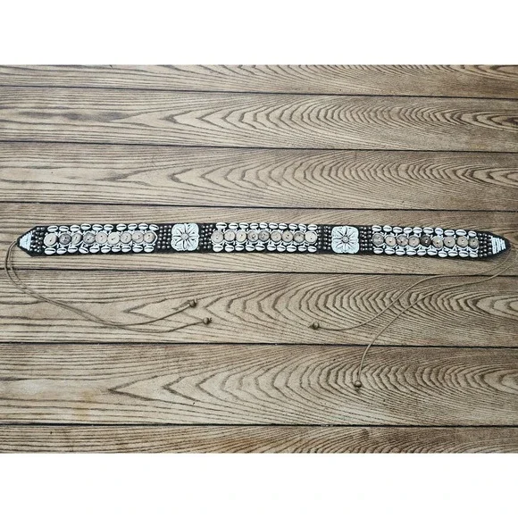 Boho Cowrie Shell Wooden Disc Tie Belt Festival Coastal Western Y2K Aesthetic