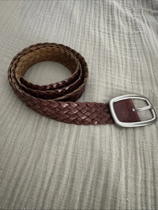 Women’s Fossil Braided Leather Belt in Dark Brown size Large