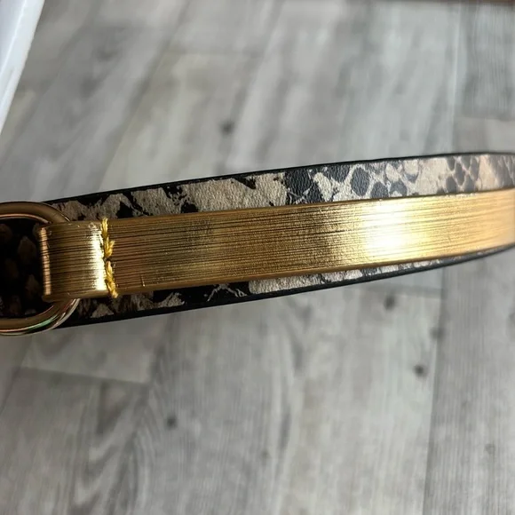 H&M black‎ & gold faux leather Snake Belt size small long
