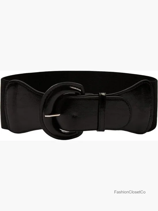 Wide Stretchy Cinch Belt 3 Inch Vintage Chunky Buckle Belt S-XXXXL