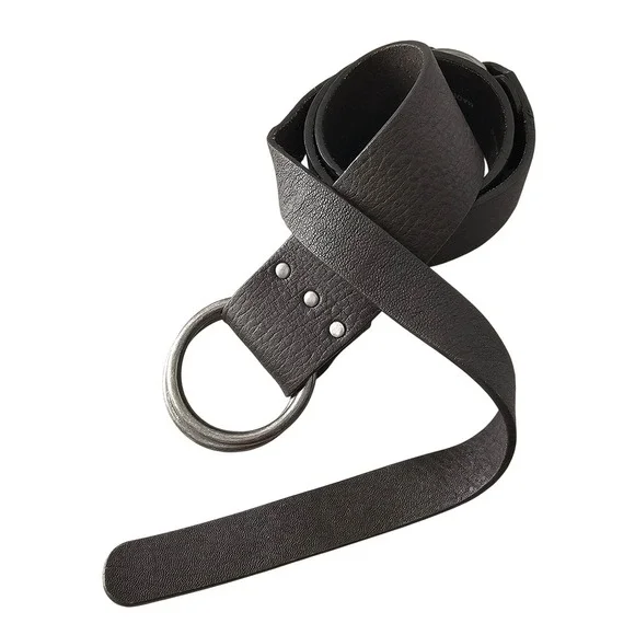 J. Jill Dark Brown Genuine Leather Double D-Ring Belt XS/S Wide Cinch Minimalist
