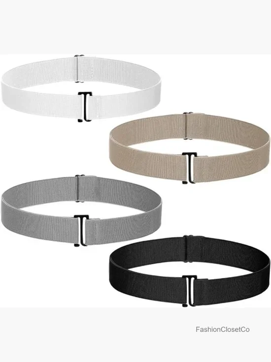Set of 4 Invisible No Show Stretch Belts with Flat Buckle