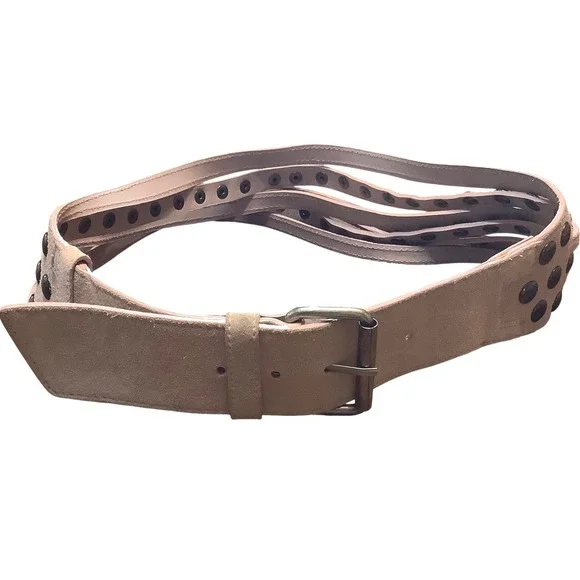 Vtg Pingpong Pink Genuine Leather Studs Multi Strap Cage Waist Belt Women‎ S Y2K