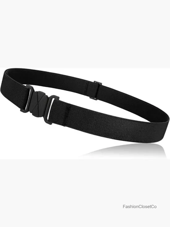 No Show Stretch Belt Flat Buckle Elastic Web Belt for Jeans Pants Dresses