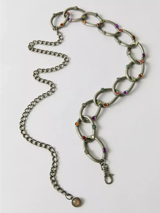 Vintage Urban Outfitters Vintage Rainbow Studded Chain Belt Y2K