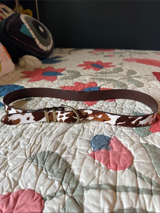 GAP calf hair leather belt cow animal print Medium M