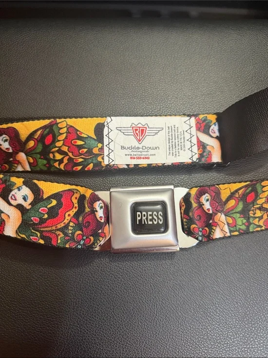 Buckle-Down Yellow Fairy Floral Seatbelt Belt