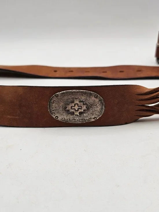 Handmade Western Leather Belt w/ Braided Detail & Engraved