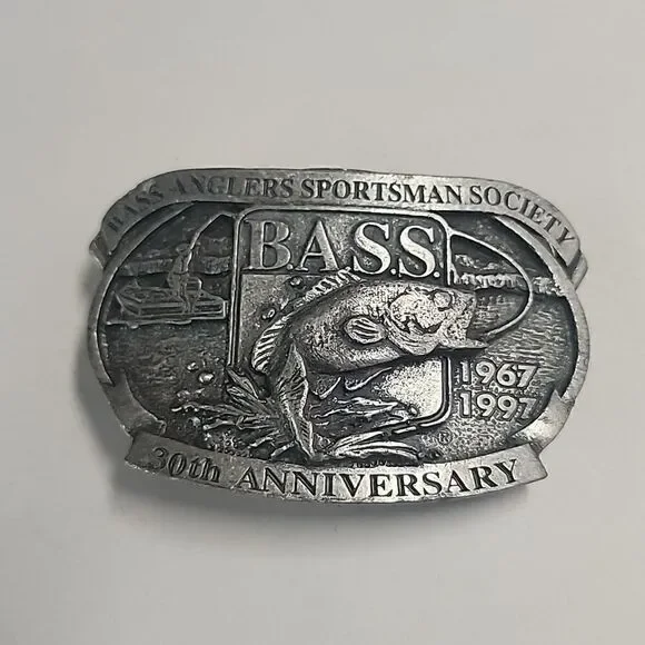 1997 BASS Bass Anglers Sportsman Society Fishing 30th anniversary belt buckle