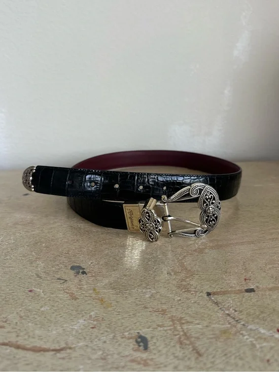 Brighton Reversible Black Croc and Red Leather Belt