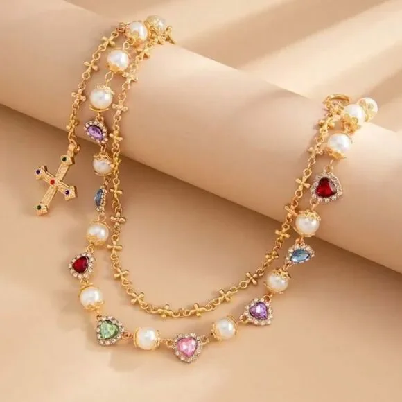 Gold-Tone Multi Gem jean accessory A1548