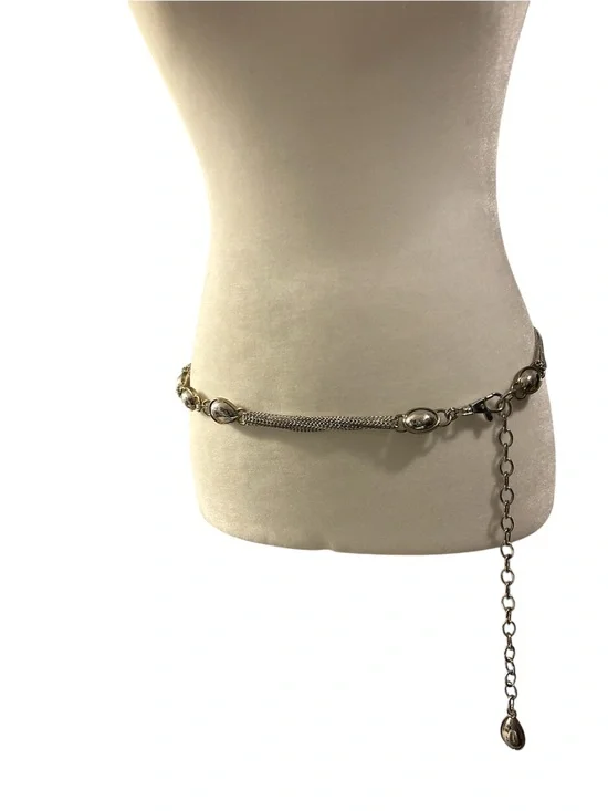 Anne Klein chain belt silver-toned oval links layered metal chain M-L