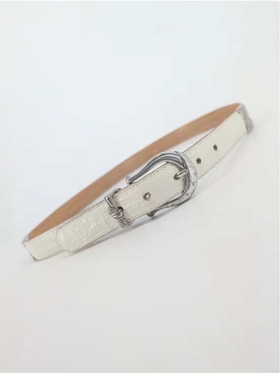 Brighton B40032 Reversible White Tan Croc Embossed Leather Belt XL 36