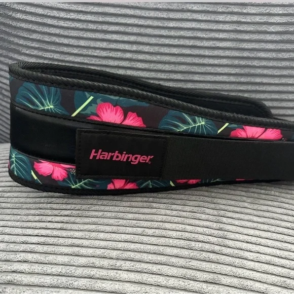 Harbinger Floral Weightlifting Belt – Black with Pink Flowers