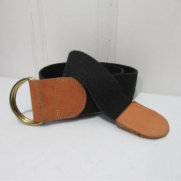 Canvas and Leather D-Ring Belt Size Small Medium
