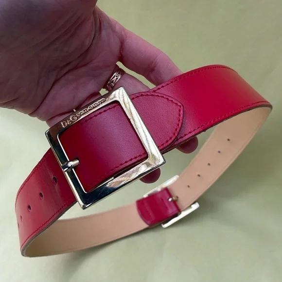 Vintage red/gold Dolce & Gabbana leather large belt