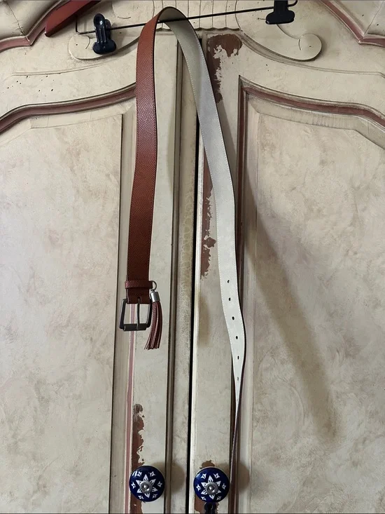 Textured Faux Leather Brown Belt