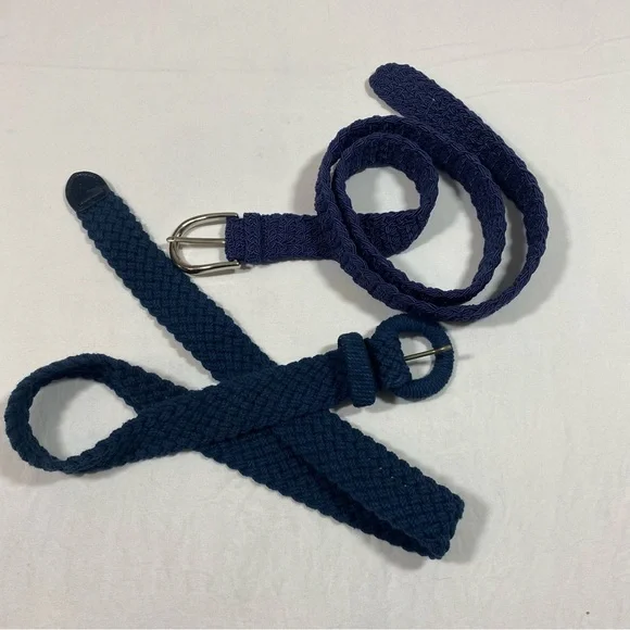 Liz Claiborne Navy Braided Belt Set of 2 Navy Belts Large unisex Belts