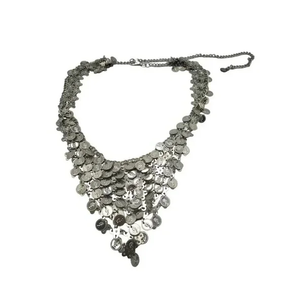 Belly Dancer Coin Belt Silver Tone Adjustable Vintage 44