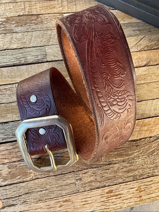 Denim & Supply Ralph Lauren Distressed Leather Belt Womens S snap on buckle
