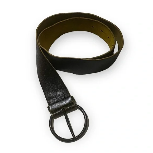 Miu Miu Brown Belt, Distressed Leather, Wide, Large Buckle, Size 95/38