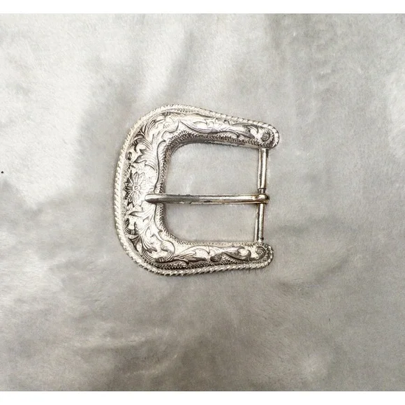 Silver Western Floral Belt Buckle Rodeo Ranchwear Country