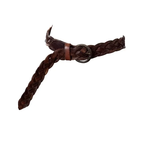 Leather Island Vintage thick Braided Leather Belt‎ Dark Brown Bill Lavin size 38