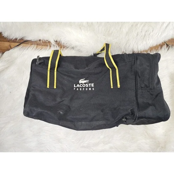 Lacoste Men's/Women's Traveler Weekender Adjustable strap Tote Bag Black & Neon