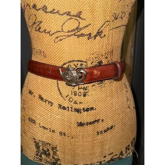 Vintage Brighton 1996 Leather‎ Belt W/Teapot Buckle -45907 Size M