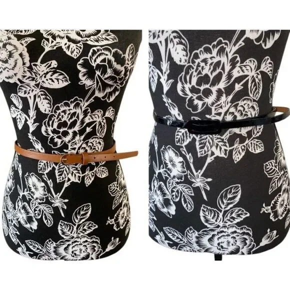 Lot Of 2 Skinny Belts Medium Large Formal Buckle Adjustable Everyday Accessories