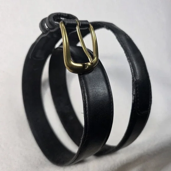 Vintage Black Full Grain Cowhide Leather Belt 1