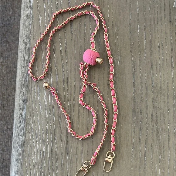 Pink leather and Gold Adjustable Chain for crossbody purse! New