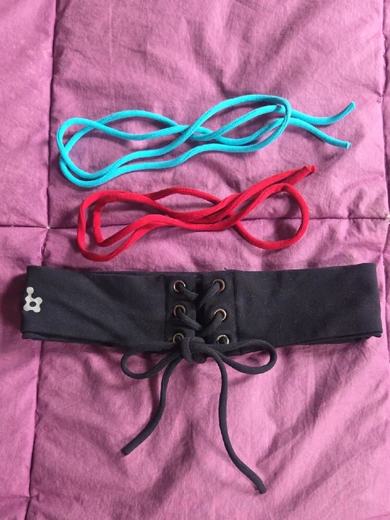 Brasil Sul Black Stretchy Lace-Up Corset Belt with Red, Turquoise & Black Laces